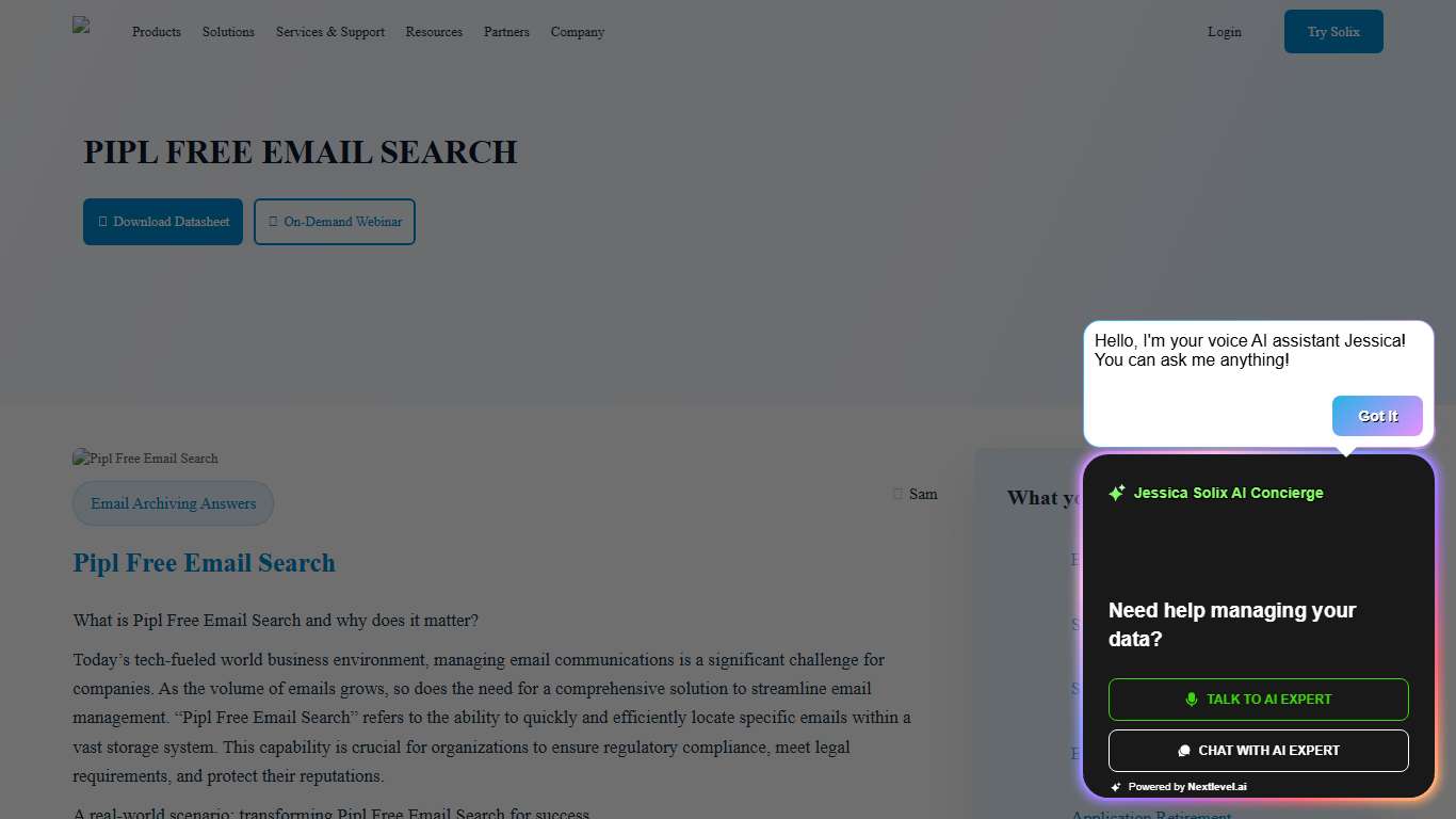 Pipl Free Email Search Solix Technologies, Inc.